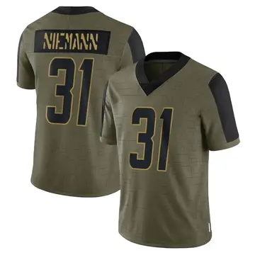 Nike Nick Niemann Men's Limited Los Angeles Chargers Olive 2021 Salute To Service Jersey