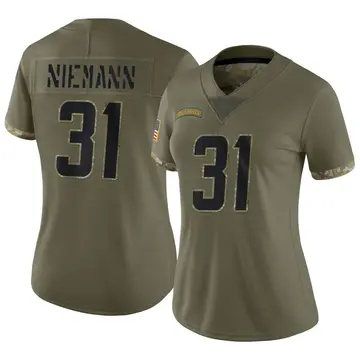 Nike Nick Niemann Women's Limited Los Angeles Chargers Olive 2022 Salute To Service Jersey