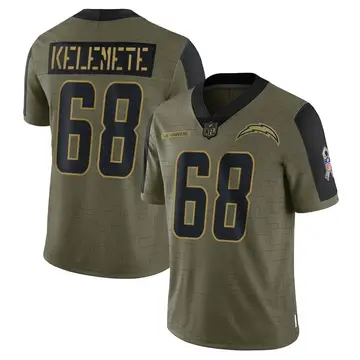 Nike Senio Kelemete Youth Limited Los Angeles Chargers Olive 2021 Salute To Service Jersey