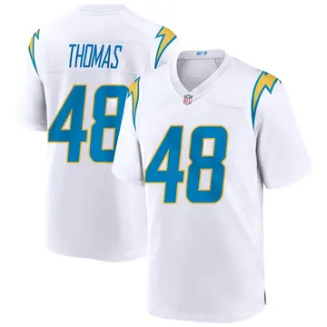 Nike Skyler Thomas Men's Game Los Angeles Chargers White Jersey