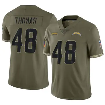 Nike Skyler Thomas Men's Limited Los Angeles Chargers Olive 2022 Salute To Service Jersey