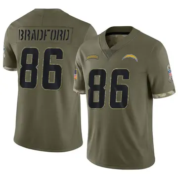 Nike Trevon Bradford Men's Limited Los Angeles Chargers Olive 2022 Salute To Service Jersey