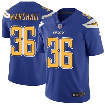 Nike Trey Marshall Men's Limited Los Angeles Chargers Royal Color Rush Vapor Untouchable Jersey