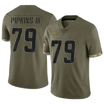 Nike Trey Pipkins III Men's Limited Los Angeles Chargers Olive 2022 Salute To Service Jersey
