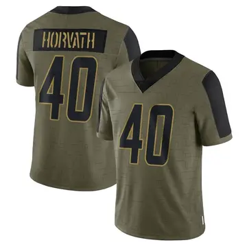 Nike Zander Horvath Men's Limited Los Angeles Chargers Olive 2021 Salute To Service Jersey