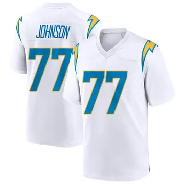 Nike Zion Johnson Men's Game Los Angeles Chargers White Jersey